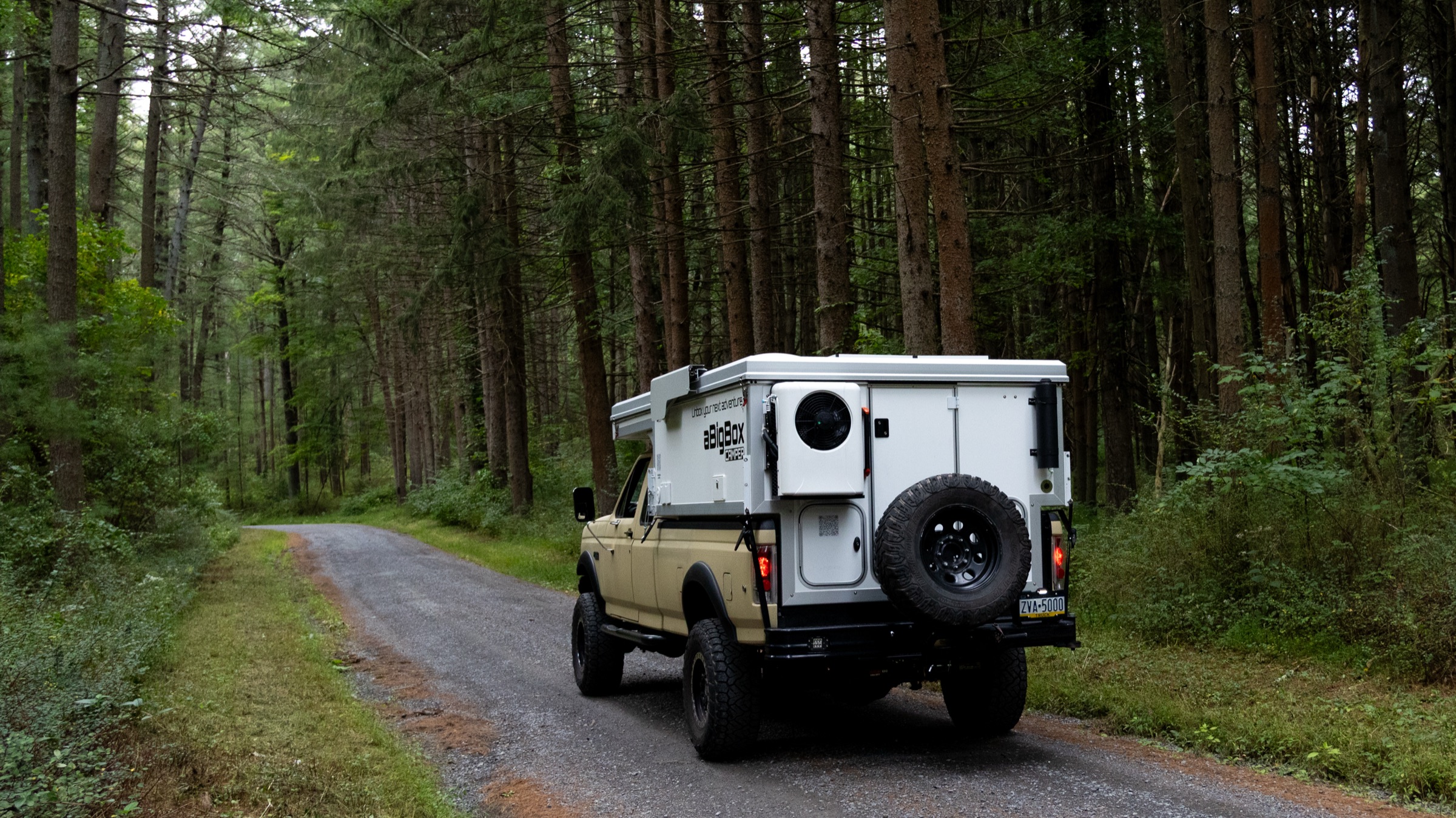 aBigBox camper on a pickup truck